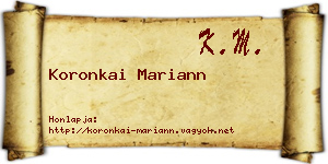 Koronkai Mariann névjegykártya