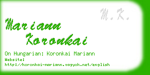 mariann koronkai business card